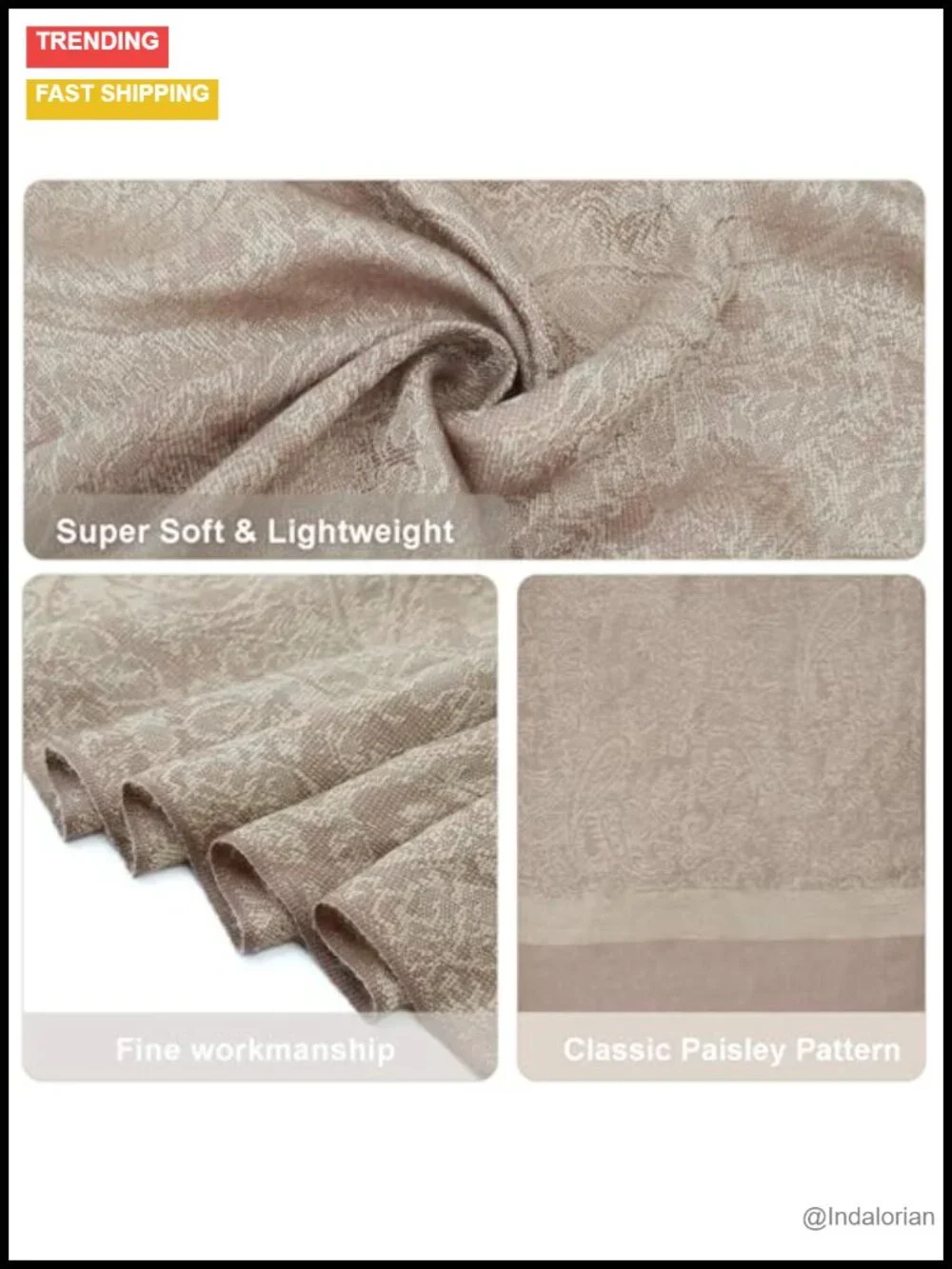 Silky Paisley Pashmina Shawl Wrap Double-Side Jacquard Evening Scarf Travel